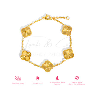Tymbi&Co - Sissy Clover Bracelet 13MM | Gelang Titanium Clover Dua Sisi Anti Karat