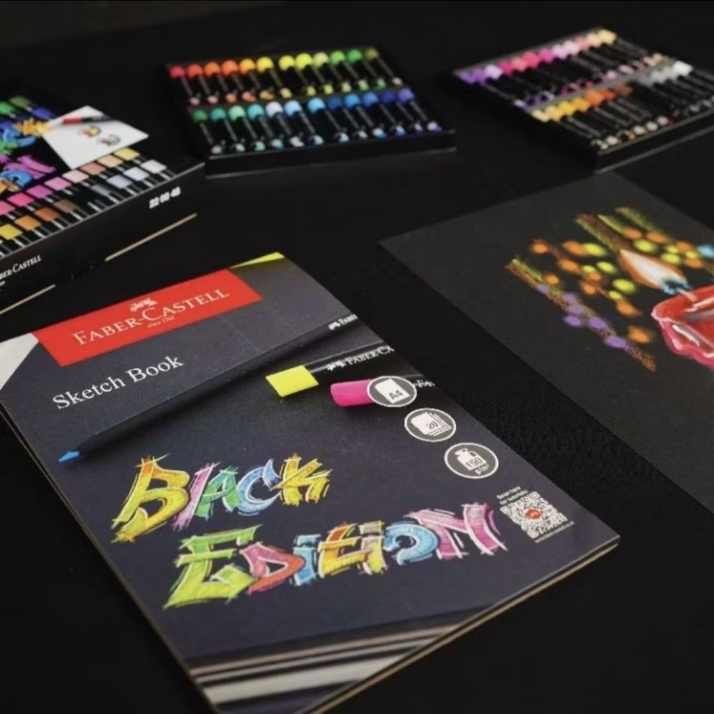 สมุดระบายสี Faber-Castell A4 Black Edition / สมุดวาดภาพ A4 / สมุดสเก็ตช์ภาพ / สมุดสเก็ตช์ภาพ A4