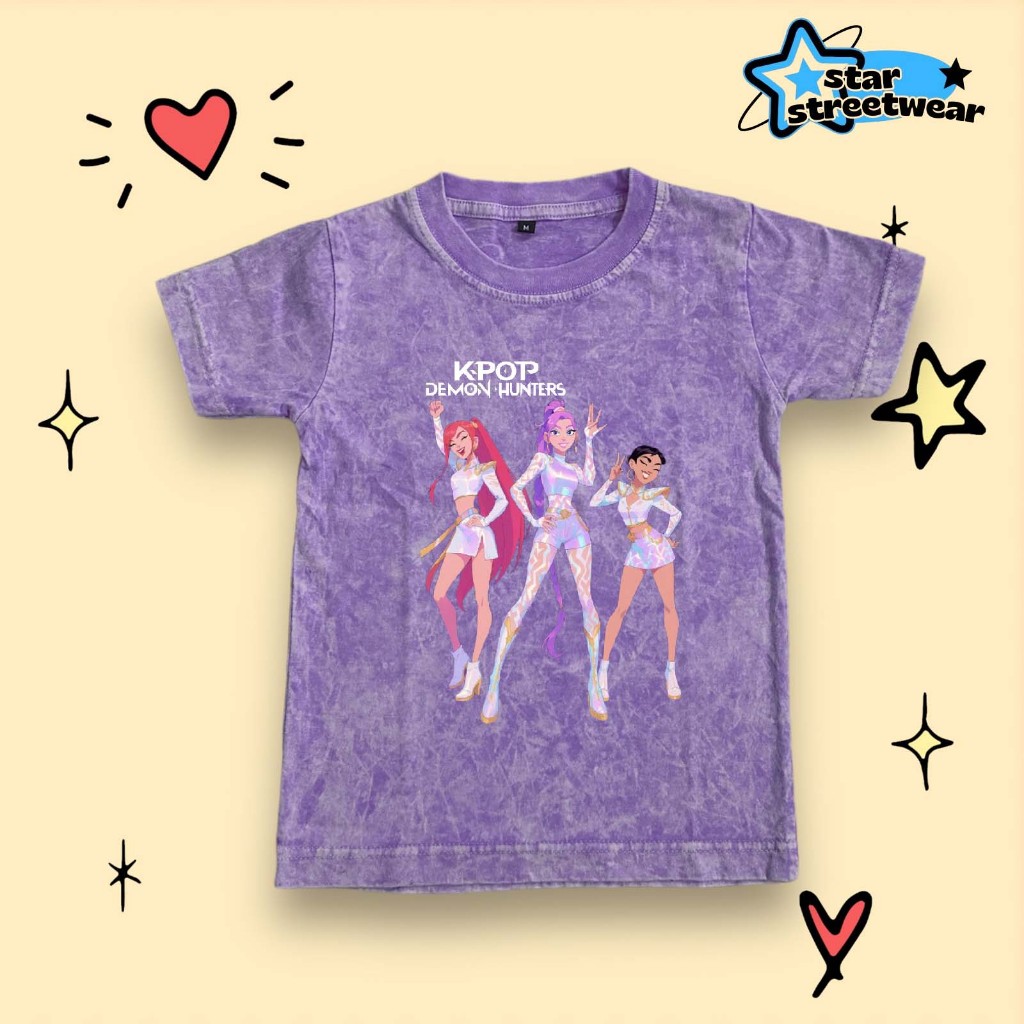 [FREE NAME] เสื้อยืดเด็กล้าง KPOP DEMON HUNTERS 2 Motif วัสดุพรีเมี่ยม