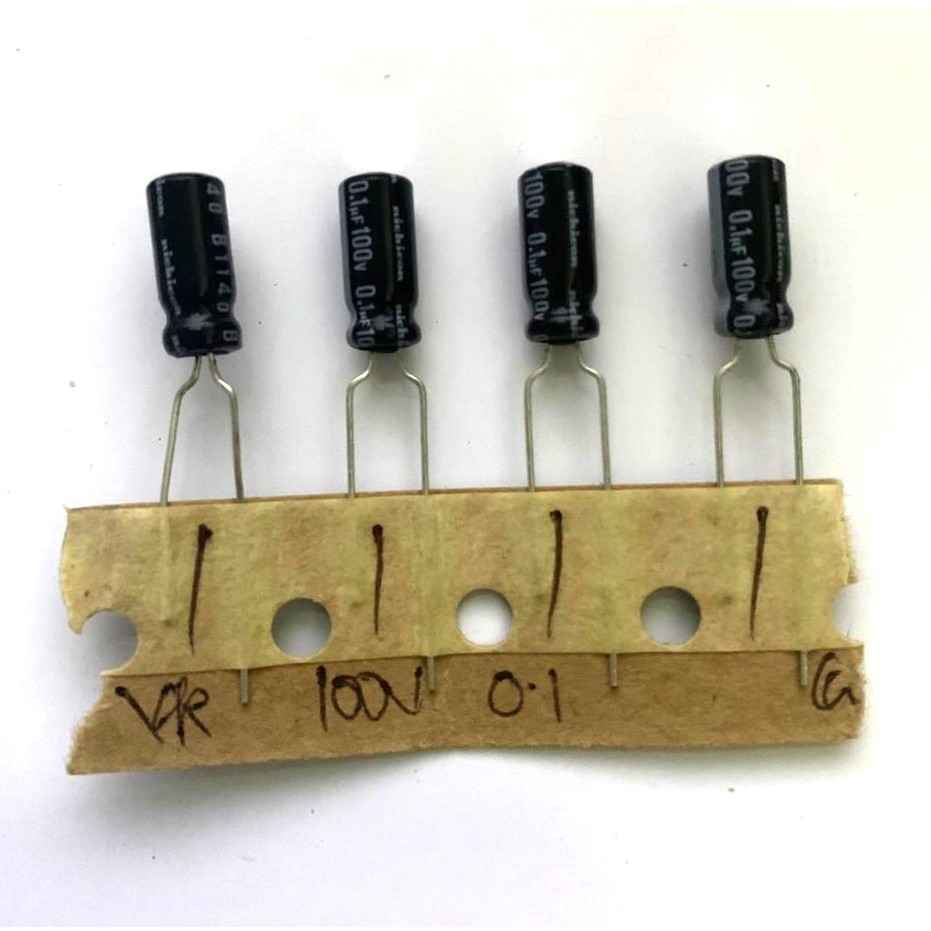 Elco Capacitor 0.1uf 100v Nichicon - ราคาต่อ 5 ชิ้น