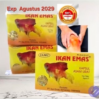 JAMU ASAM URAT CAP IKAN EMAS  1 PACK ISI 20 kapsul,BONUS 2 KAPSUL,HOLOGRAM