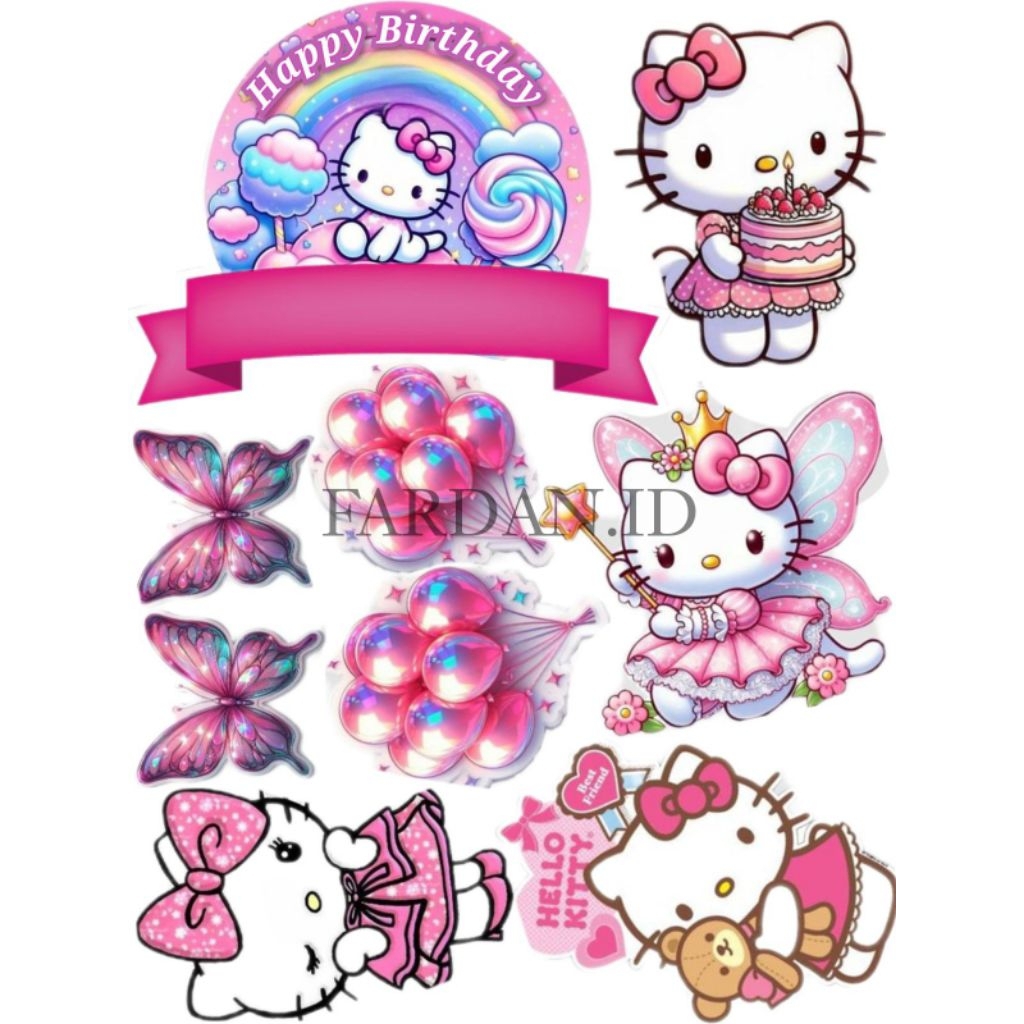 [CUSTOM NAME]Hello Kitty Topper/Hello Kitty Cake Topper/Hello Kitty Theme Birthday Cake Topper