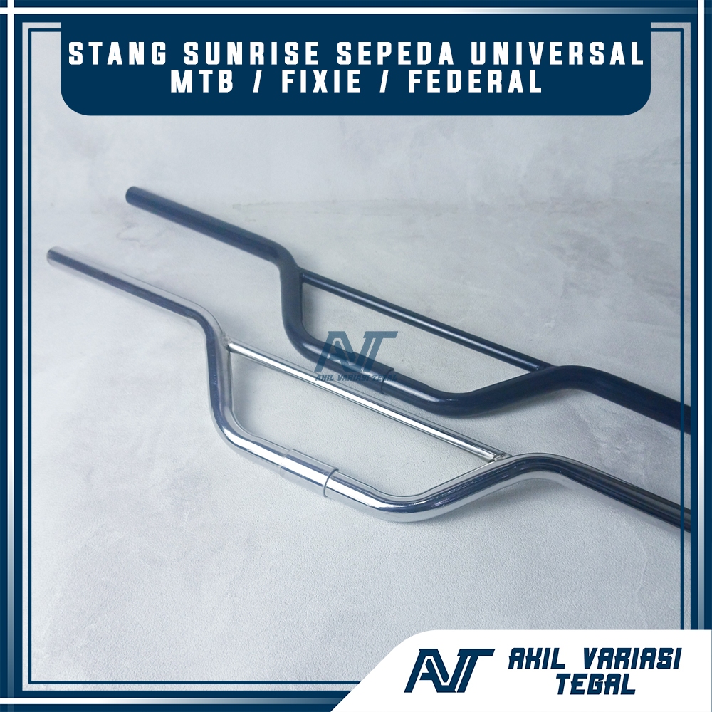 Sunrise Bar Standard Oversize 25 Sun Rise Handle Bar Black Chrome MTB Federal