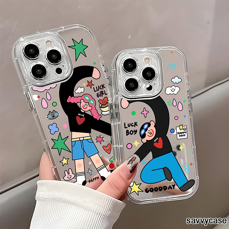 CASE CASING MIRROR CLEAR MOTIF COUPLE GOALS PATTERN COMPATIBLE สําหรับ OPPO A1K A3 A3S A3X A5 A5S A9