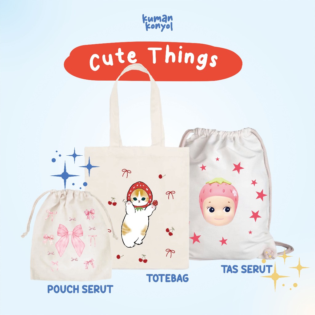 TOTEBAG - DRAWSTRING BAG - SONNY ANGEL POUCH - MOFUSAND - COQUETTE