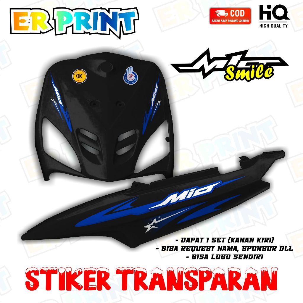Mio Smile สติ๊กเกอร์ใส Anti-Fade Cool Striping Mio Smile Striping Yamaha Mio Smile Racing Star Desig