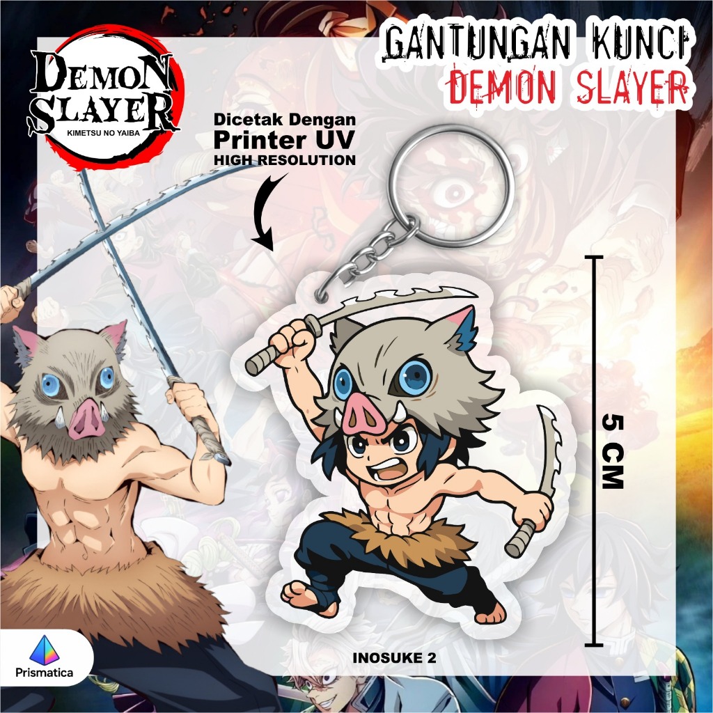 GANTUNGAN พวงกุญแจ Demon Slayer - พวงกุญแจ Kimetsu No Yaiba - พวงกุญแจอนิเมะอะคริลิค [Inosuke 02]