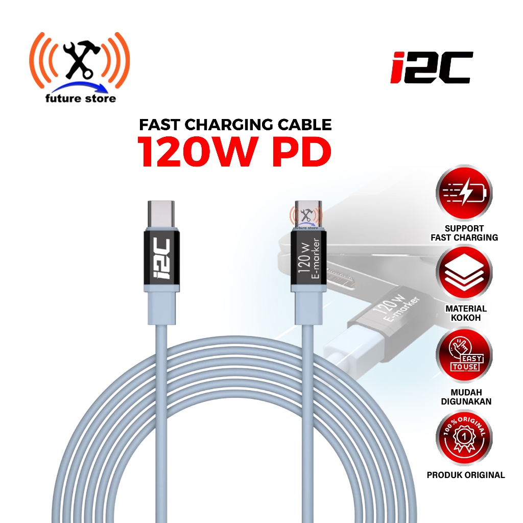I2C 120W PD USB TYPE-C QC SUPER CHARGE QUICK DATA - FAST CHARGING DATA CABLE I2C 120W PD
