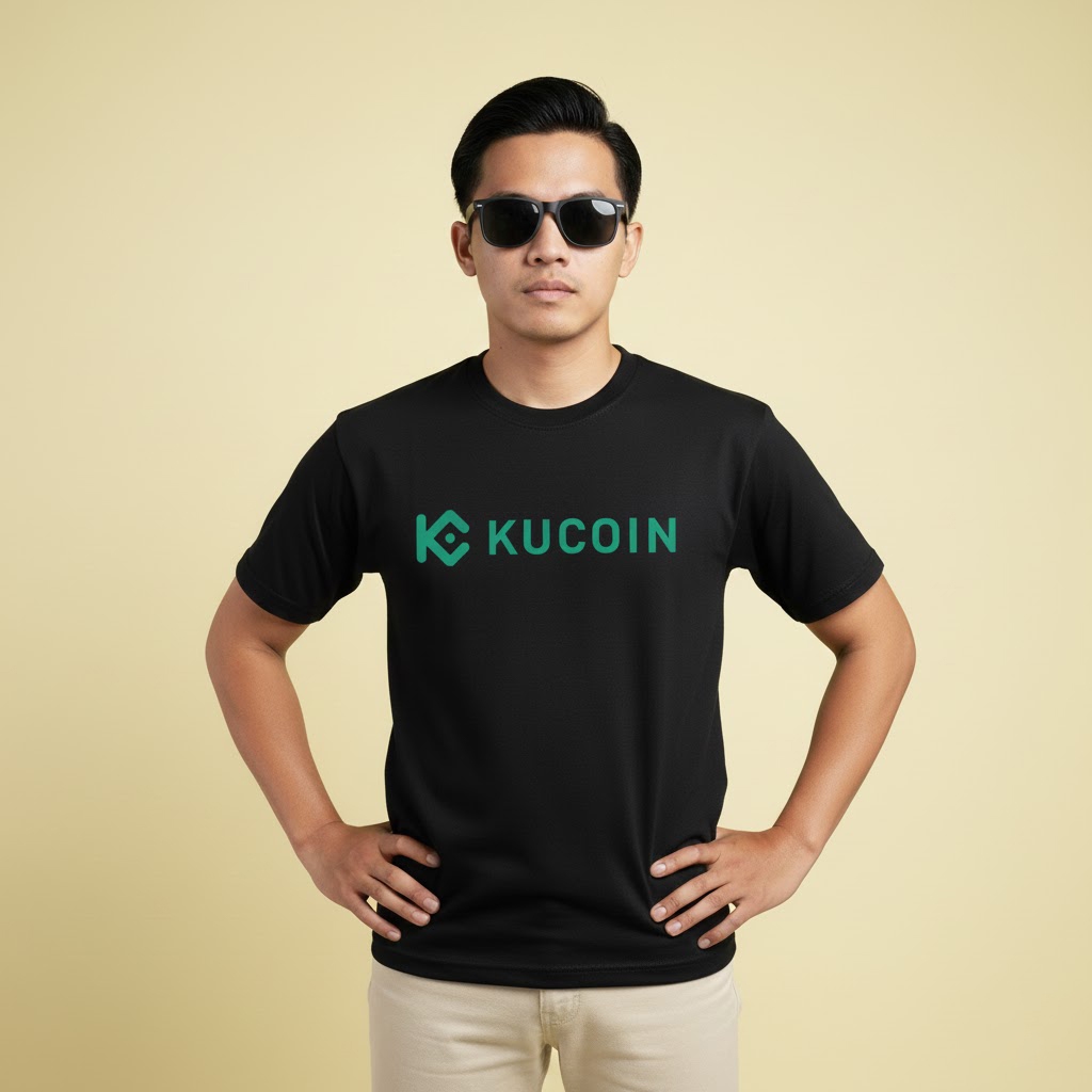 เสื้อยืดพรีเมี่ยม KUCOIN crypto KCS ผ้าคอตตอนแขนสั้นและแขนยาว