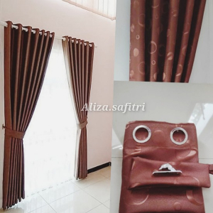 NARITA CURTAINS 3 เมตร HEIGHT BROWN สําหรับประตู & WINDOWS ROUND NARITA MOTIF CURTAINS SMOKING รุ่น