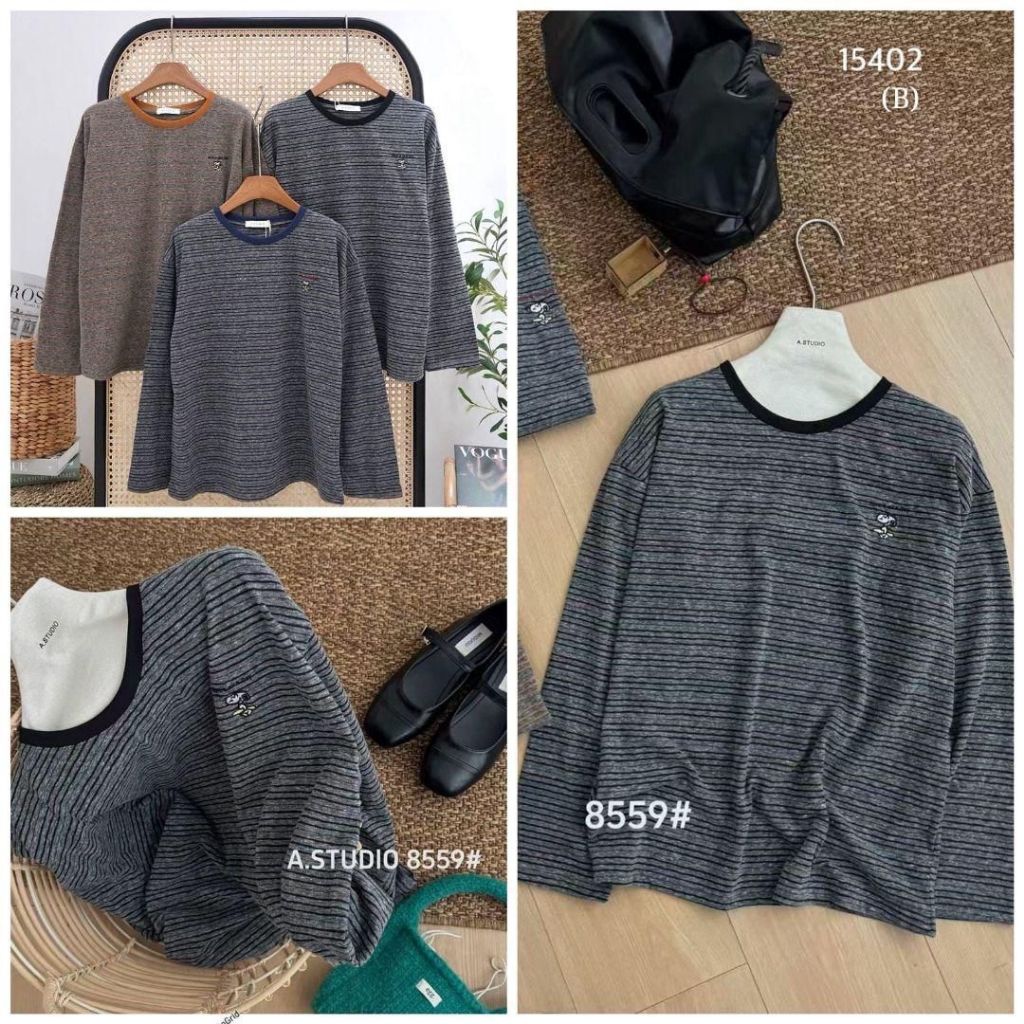 เสื้อยืดสตรี STRIPE TOP 15402 8559 PREMIUM NEWEST, CURRENT, FASHIONABLE