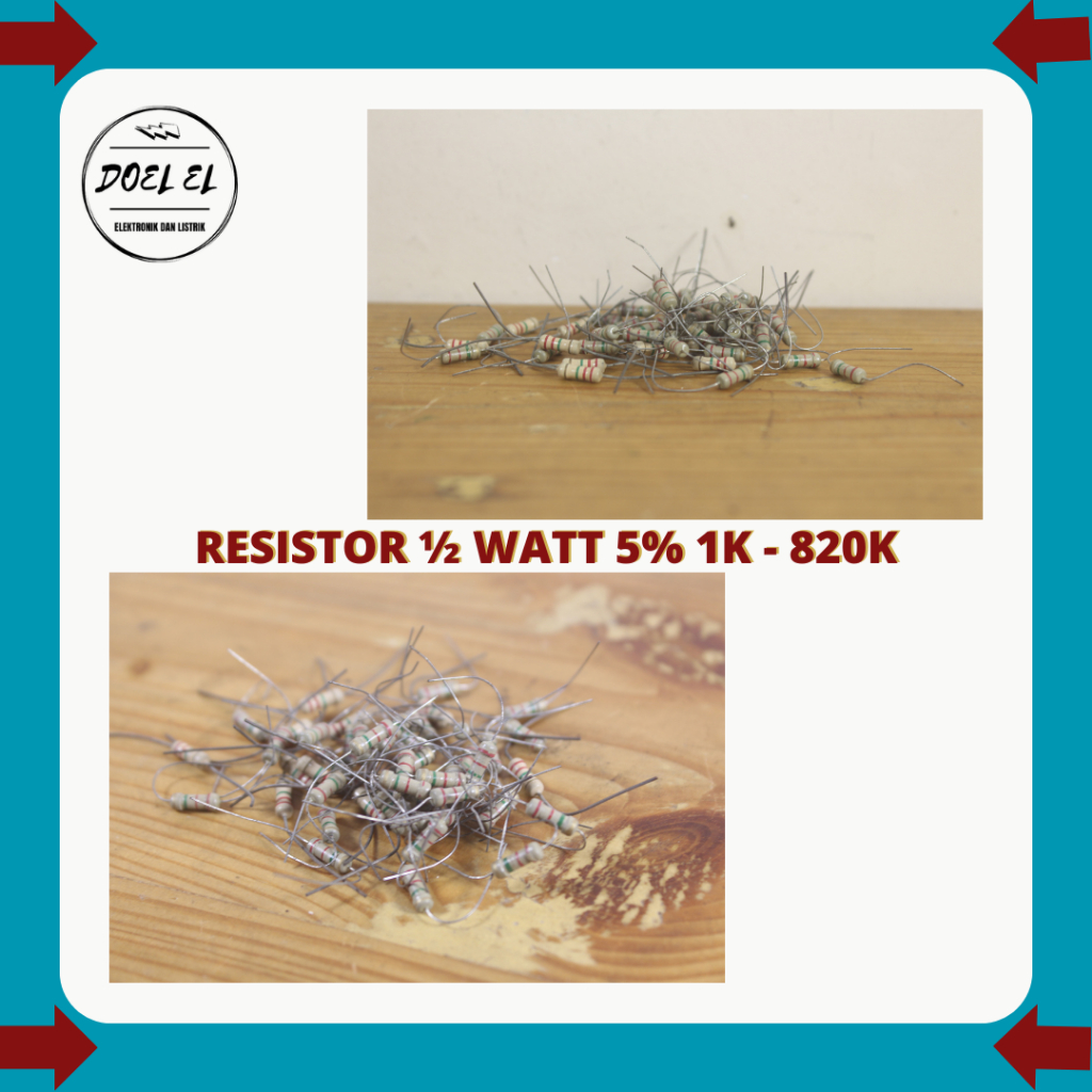 DOEL EL RESISTOR 1/2 WATT 5% 1K - 820K ราคา 10 ชิ้น