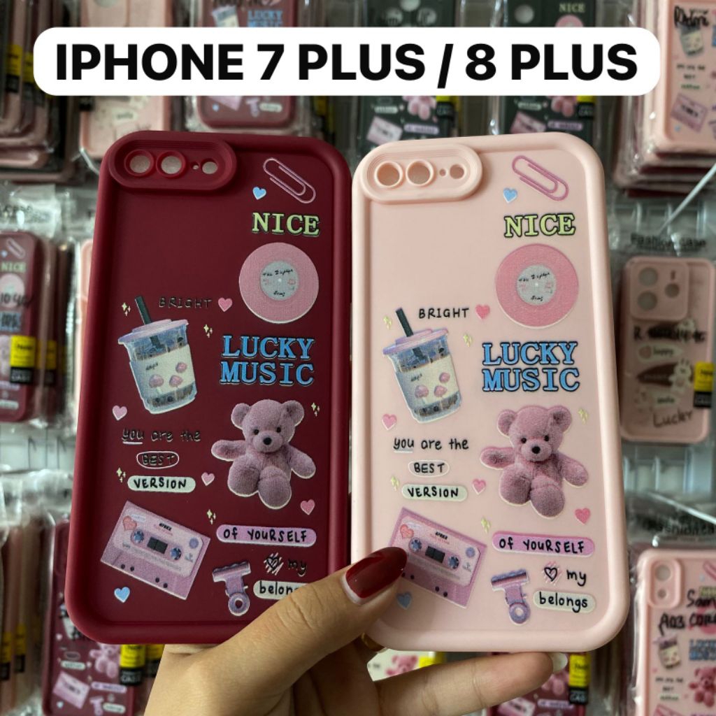 BEAR MOTIF SILICONE CASE MILK TEA IPHONE 7 PLUS / 8 PLUS +