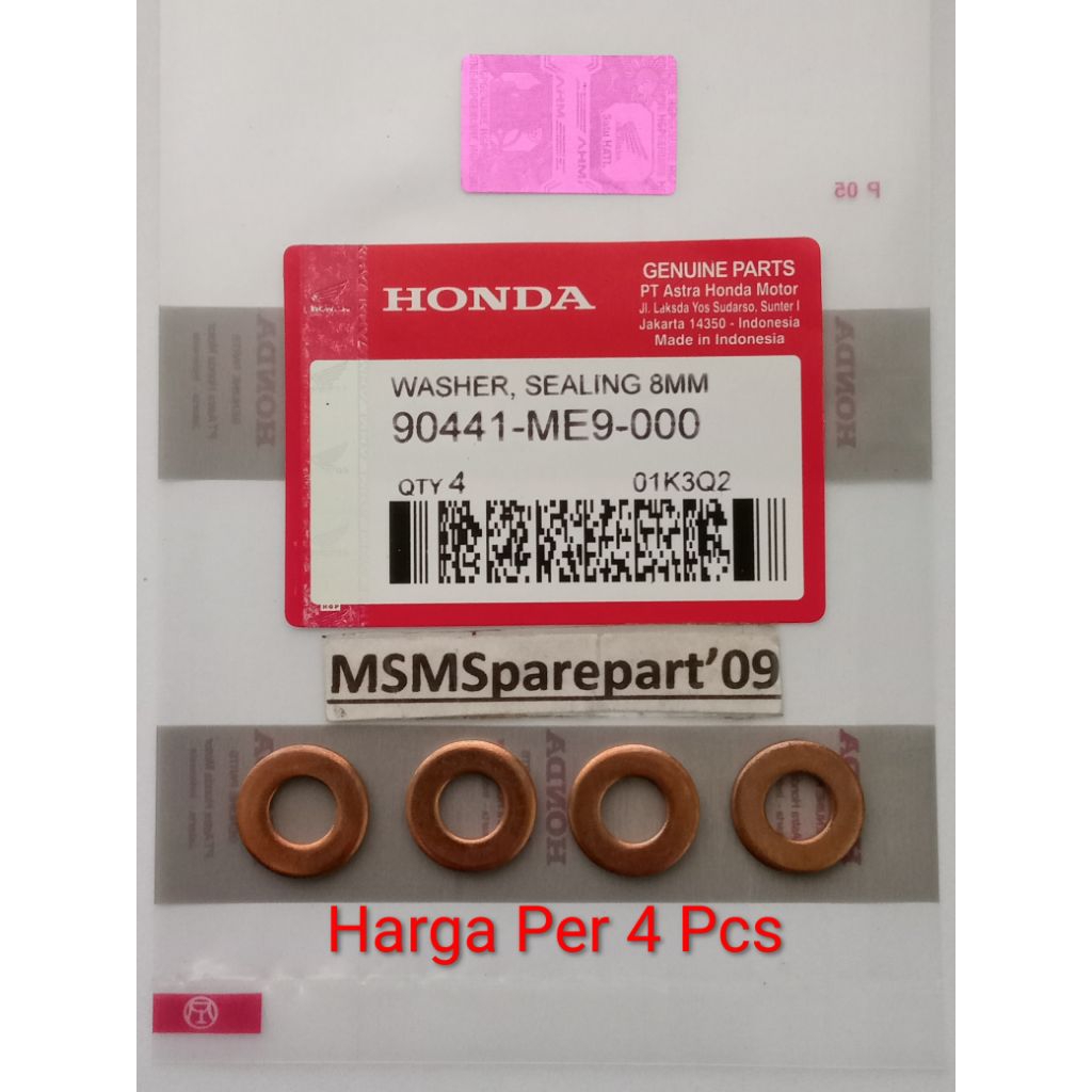 4 PCS 8MM COPPER RING HEAD KARISMA SUPRA X 125 VARIO 125 150 PCX ADV CBR SONIC HONDA 90441-ME9-000