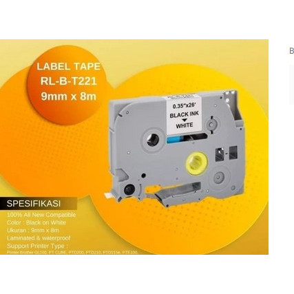 เทปฉลาก G&G สําหรับเทปฉลาก Brother TZE-221 9mm x 8m สีดําขาว Tze221