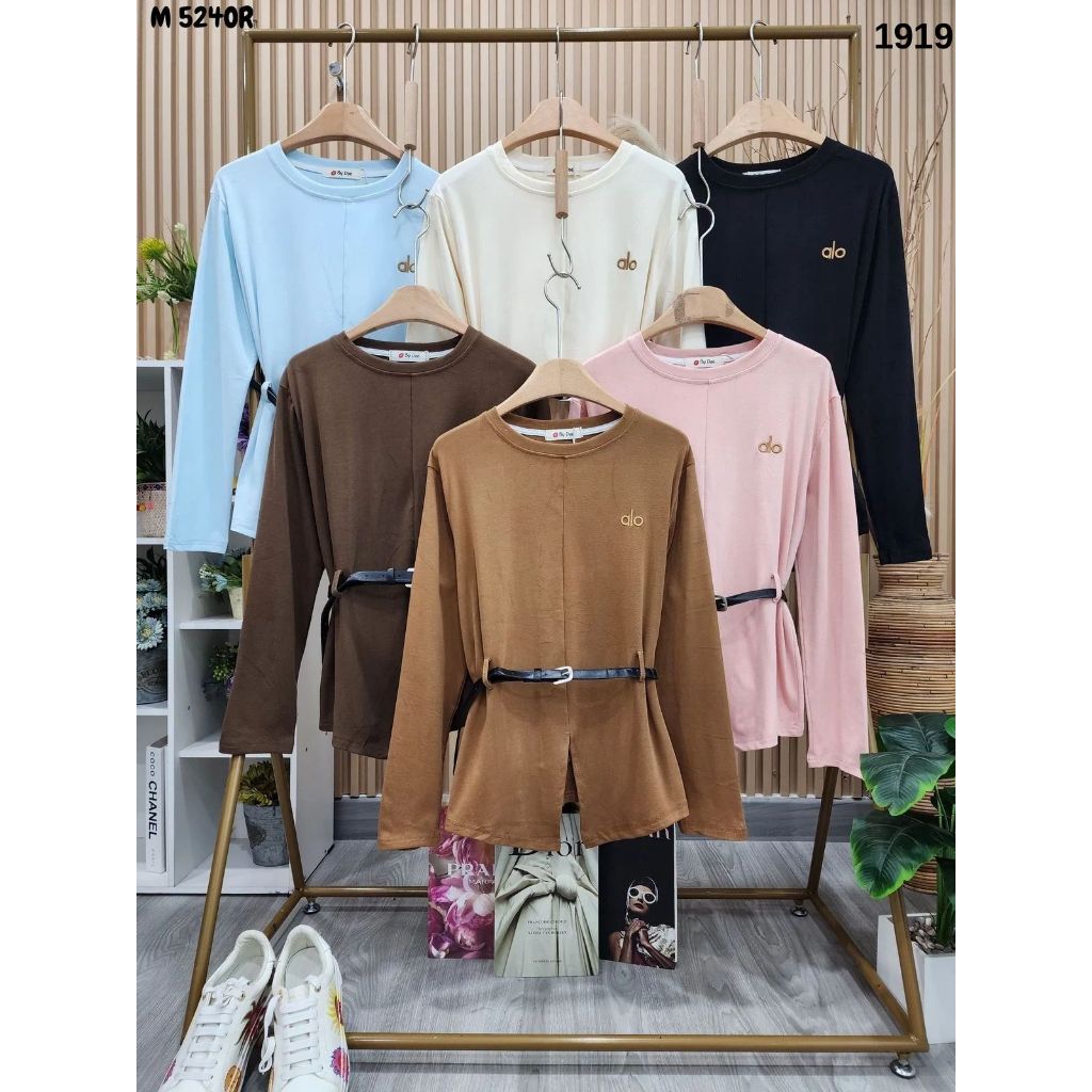 เสื้อยืดผู้หญิง TOP FREE BELT M5240R 1919 LATEST PREMIUM STRETCH BLOUSE, แฟชั่น