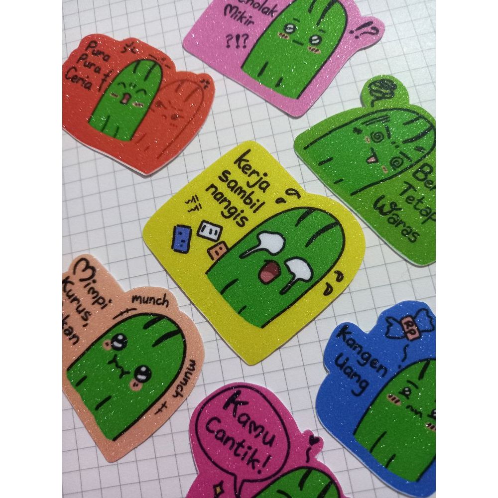 BELANEGO Cucumber Glitter Sticker Die Cut / Cute Cucumber Image Single Sticker