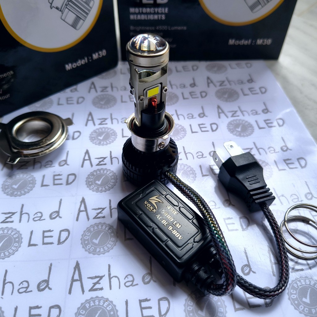 Mini LED โคมไฟ BiLED โปรเจคเตอร์ Voxx M30 V2 45 วัตต์ซ็อกเก็ต H4 H6 มอเตอร์รถตัดแบน M9 M8 Z1