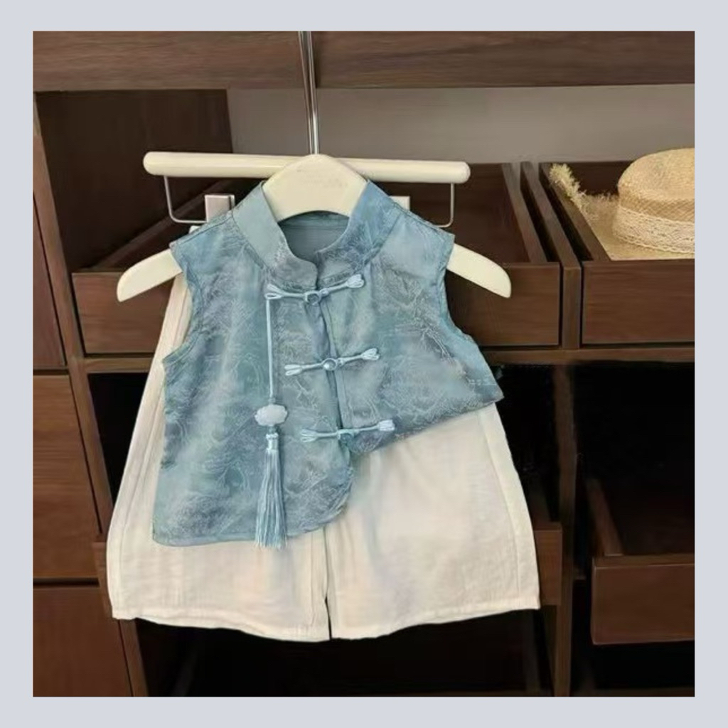 ARUM - CNY Collection Blue Ming Qibao Set | ชุดเด็กผู้หญิงตรุษจีน