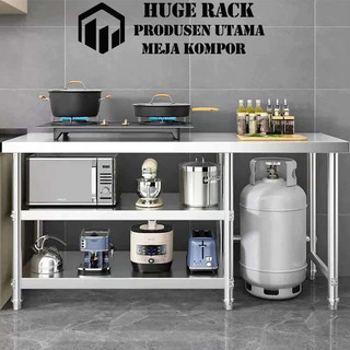 Meja Kompor 2 Tungku Stainless Meja Kerja Dapur Working able Serbaguna Anti Karat Rak Dapur Serbaguna