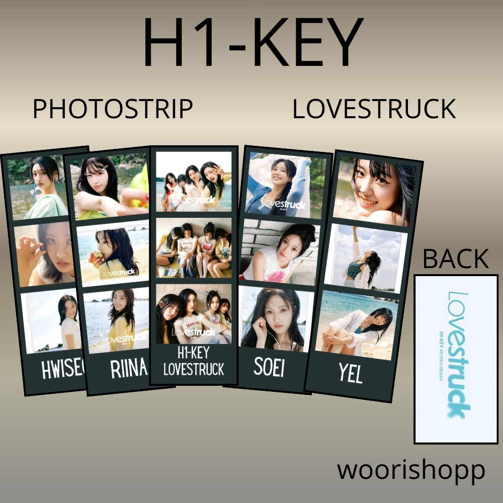 PHOTO STRIP H1-KEY LOVESTRAUCK 2 ด้านข้างเชื่อมต่อ 5 ชิ้น PHOTO STRIPS KPOP UNOFFICIAL HWISEO RIINA 