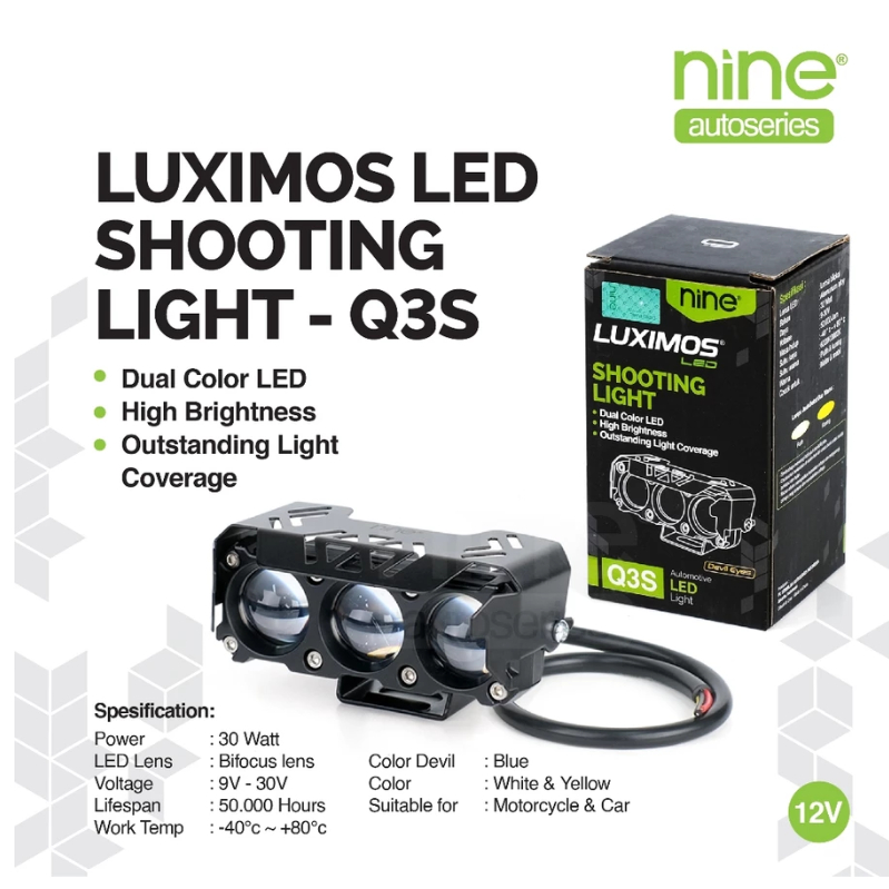 MATA LUXIMOS 30W SQL3 Devil Eye Spotlight สีขาวสีเหลืองเลเซอร์รถจักรยานยนต์รถ Q3s - NINE SURABAYA