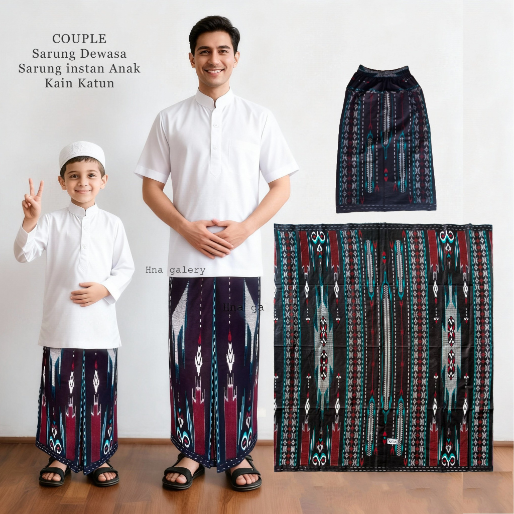 KATUN COUPLE ผ้าถุงพ่อและผ้าถุงเด็กสําเร็จรูปสําหรับอายุ 2-10 ปี ผ้าคอตตอนเนื้อนุ่ม มี MNS motif