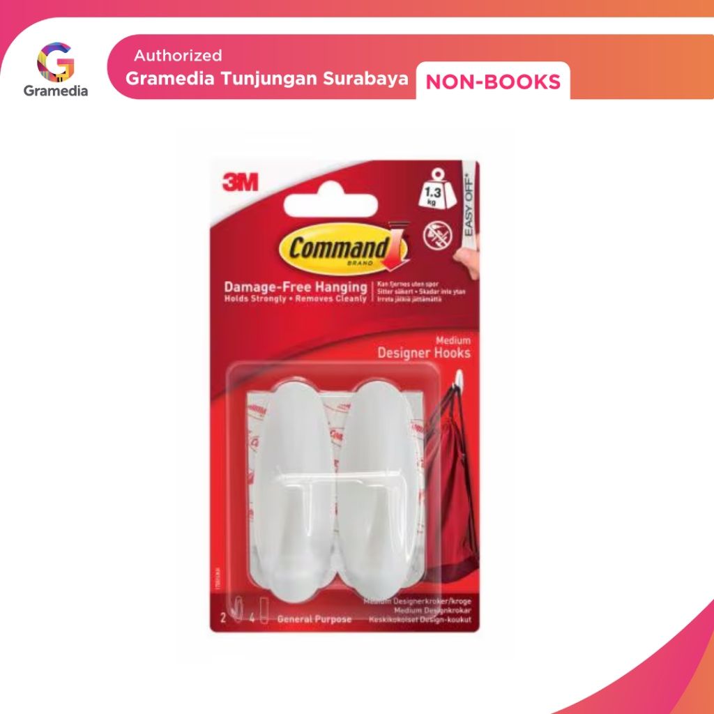 Gramedia Tunjungan: 3M COMMAND MEDIUM DESIGNER HOOK 17081