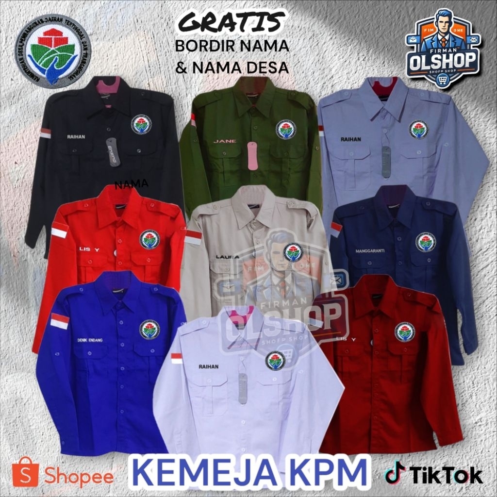 KEMEJA KPM Kemendesa เสื้อยูนิฟอร์ม แขนยาว&แขนสั้น ชุด KPM ชุด KPM ปักชื่อและหมู่บ้านฟรี