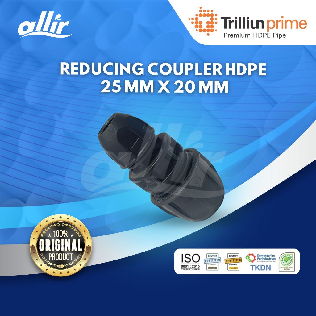Allir - Trilliun Reduction Coupler HDPE 25 mm x 20 mm HDPE Fitting 25 mm x 20 mm