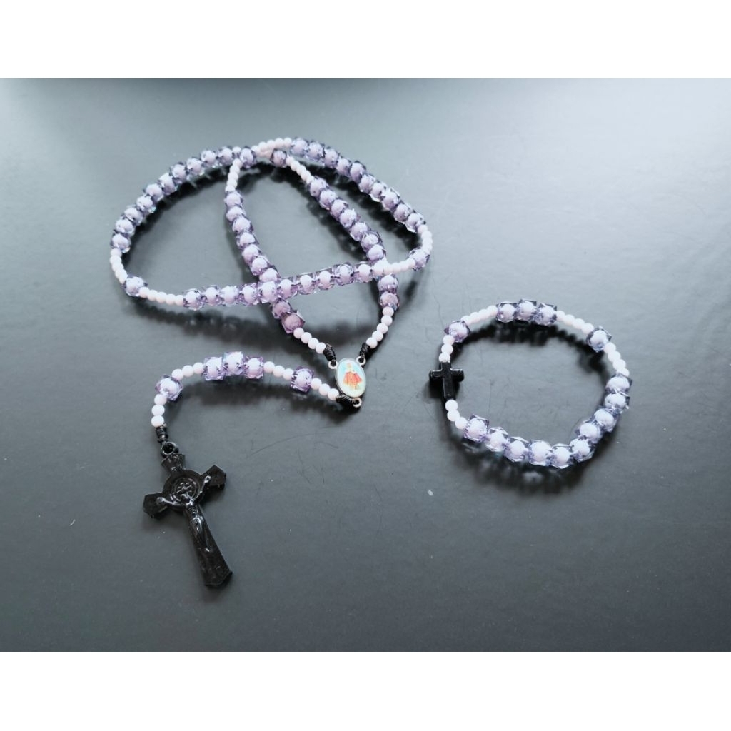 RG73 ROSARY PACKAGE + CATHOLIC PEARL BRACELET WORLD BALL LANTERN