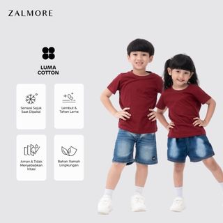 Zalmore Kids Basic T-Shirt | LUMA Cotton™ Premium - Kaos Anak 1-12 Tahun Lembut Ringan Sejuk Anti Nerawang