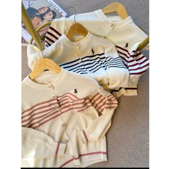 พรีเมี่ยม STRIPED KNIT POLO CARDIGAN