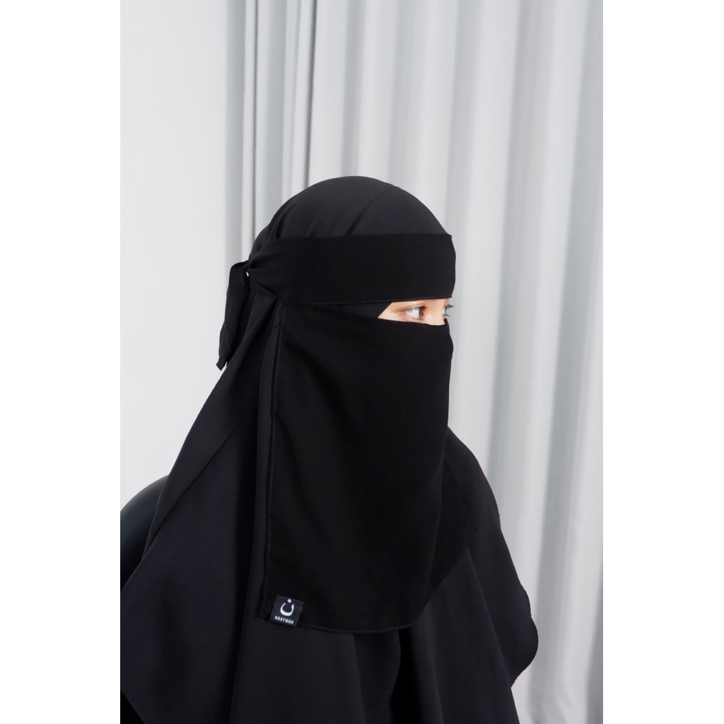 NIQAB BANDANA SHORT/MINI-LARGE STRAP-arab เนื้อผ้าไหมชีฟอง-NIQOB BANDANA-CADAR