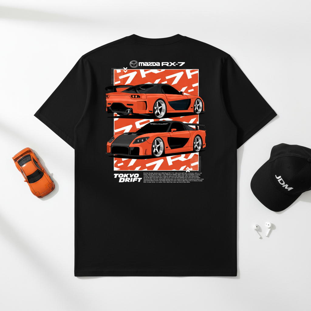 KRMK เสื้อยืด Unisex Distro เสื้อภาพรถ MAZDA RX7 HAN VEILSIDE DRIFT TOKYO V3 โฮโลแกรม