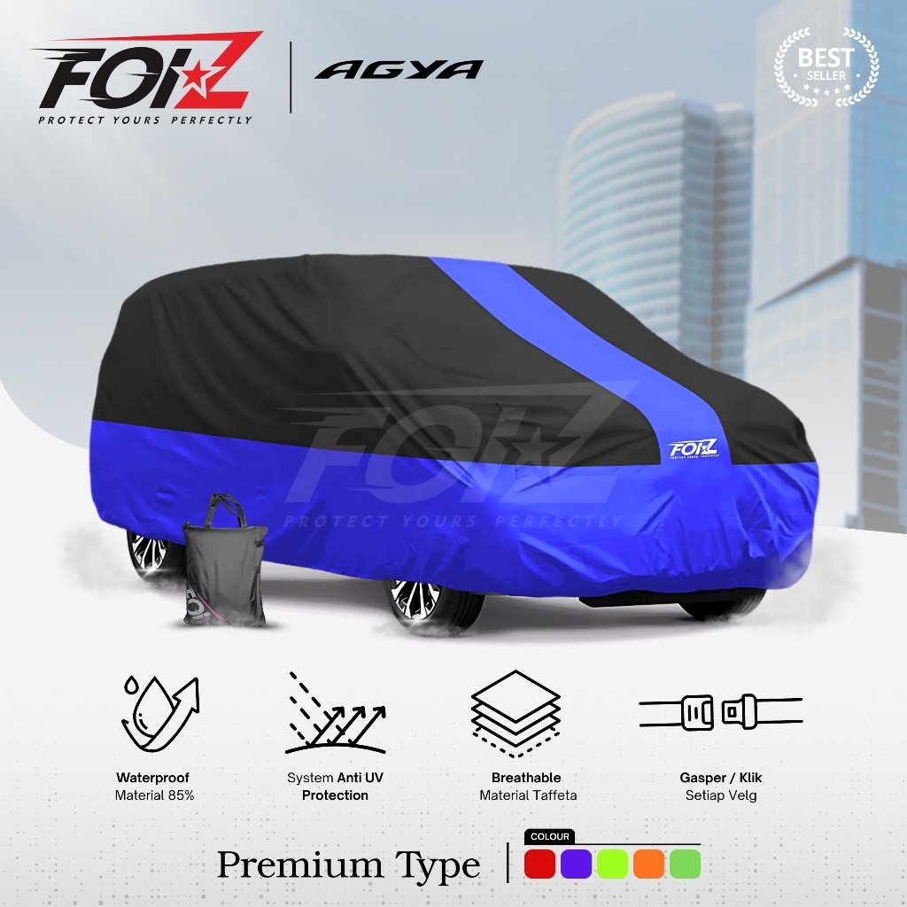 OV FOIZ ผ้าคลุมรถกลางแจ้งสีดํา รายการรวม Toyota Agya / All New Agya GR Sport / Foiz ผ้าคลุมรถสีดํา ร