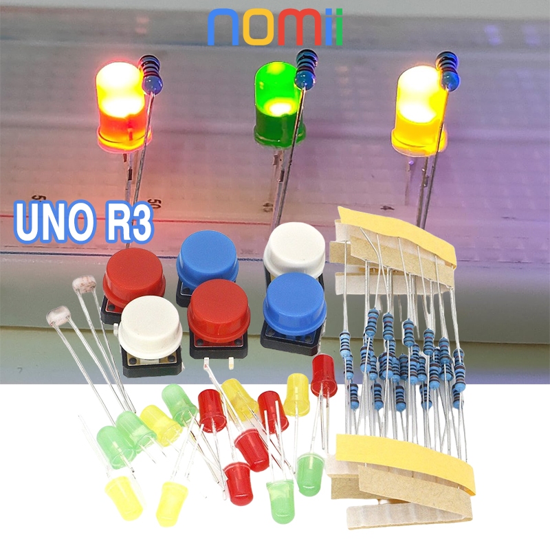 UNO R3 Arduino Breadboard Starter Kit Led Jumper Wire Button Package Kit สําหรับผู้เริ่มต้น