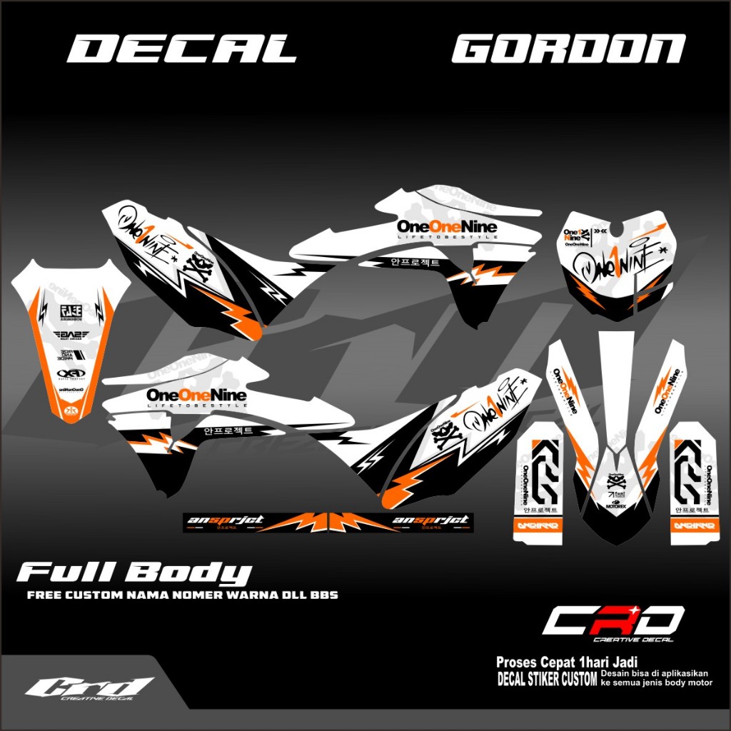 สติ๊กเกอร์รูปลอก KLX GORDON FULL BODY DECAL GORDON DECAL STICKER VARIATION KLX GORDON ฟรี REQUEST
