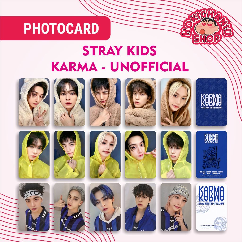การ์ดรูปถ่ายพรีเมี่ยม Stray Kids Karma Unnofficial 1 ชุด 8 ชิ้น
