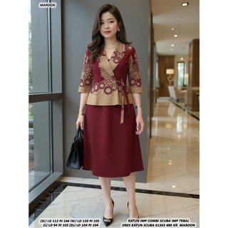 DRES KATUN SCUBA 61263 480 GR  #KUALITAS TANPA TANDING DRESS ROMPI CARDIGAN DRESS CASUAL GEREJA
