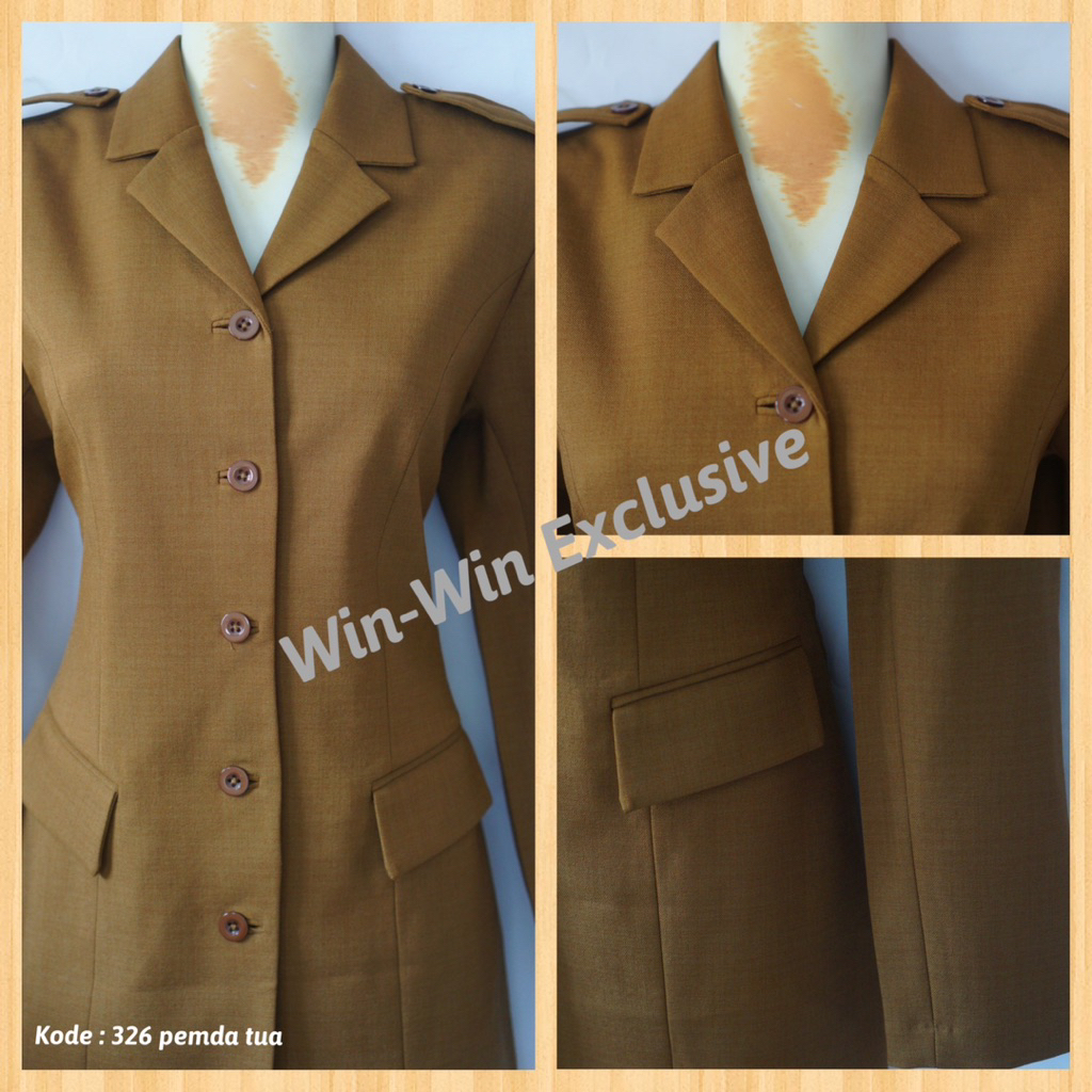 Win Win Win - Dark Khaki Womens Civil Servant Office Work Blazer Set