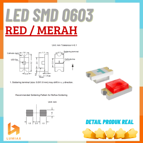MERAH SMD LED 0603 RED SUPER BRIGHT RED LIGHT