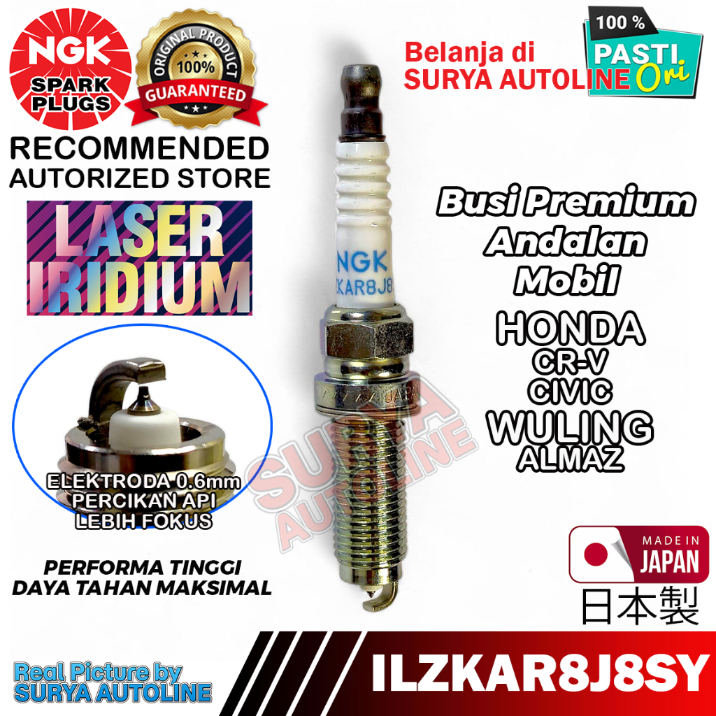 NGK ORIGINAL PREMIUM LASER IRIDIUM ILZKAR8J8SY รถ SPARK PLUG สําหรับ HONDA CR-V CIVIC WULING ALMAZ ร