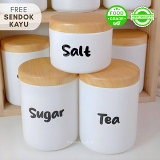 Toples Bumbu Estetik Warna Kayu Natural Anti Air 1000 ml 500 ml by Maximashop