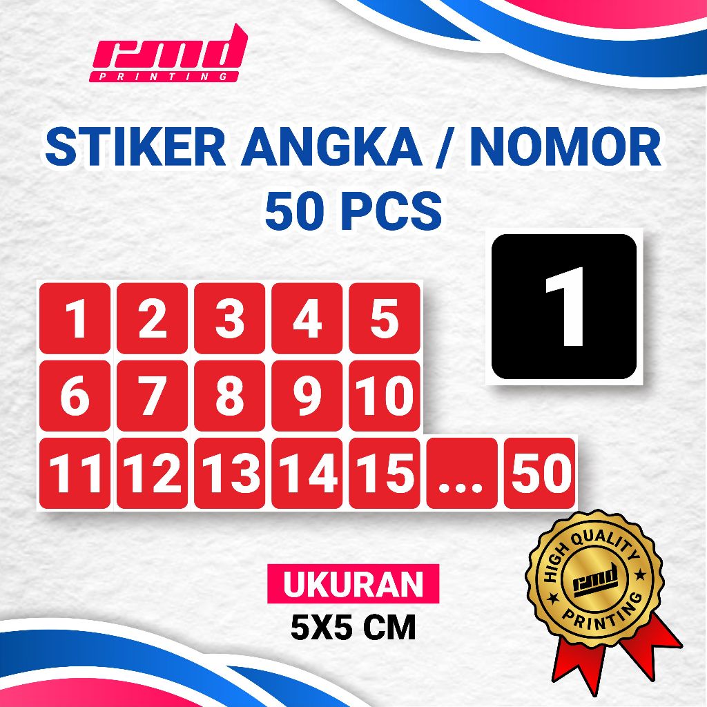 สติ๊กเกอร์กันน้ํา NUMBER / NUMBER 5 X 5 CM
