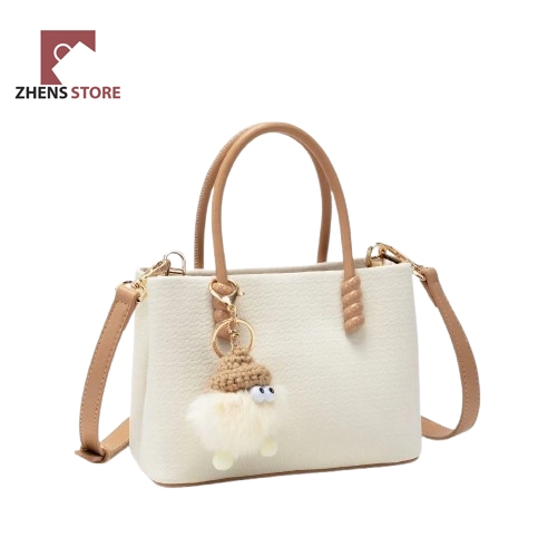 GANTUNGAN Zhens Store กระเป๋าสะพายไหล่ผู้หญิง Yichen Beige - ไม้แขวนเสื้อน่ารักฟรี