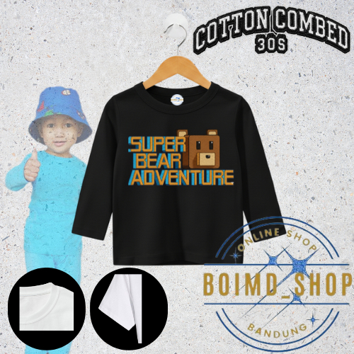Viral Games Super Bear Adventure Long Sleeve Top T-Shirt สําหรับเด็กอายุ 1-12 ปี วัสดุนุ่มสบาย
