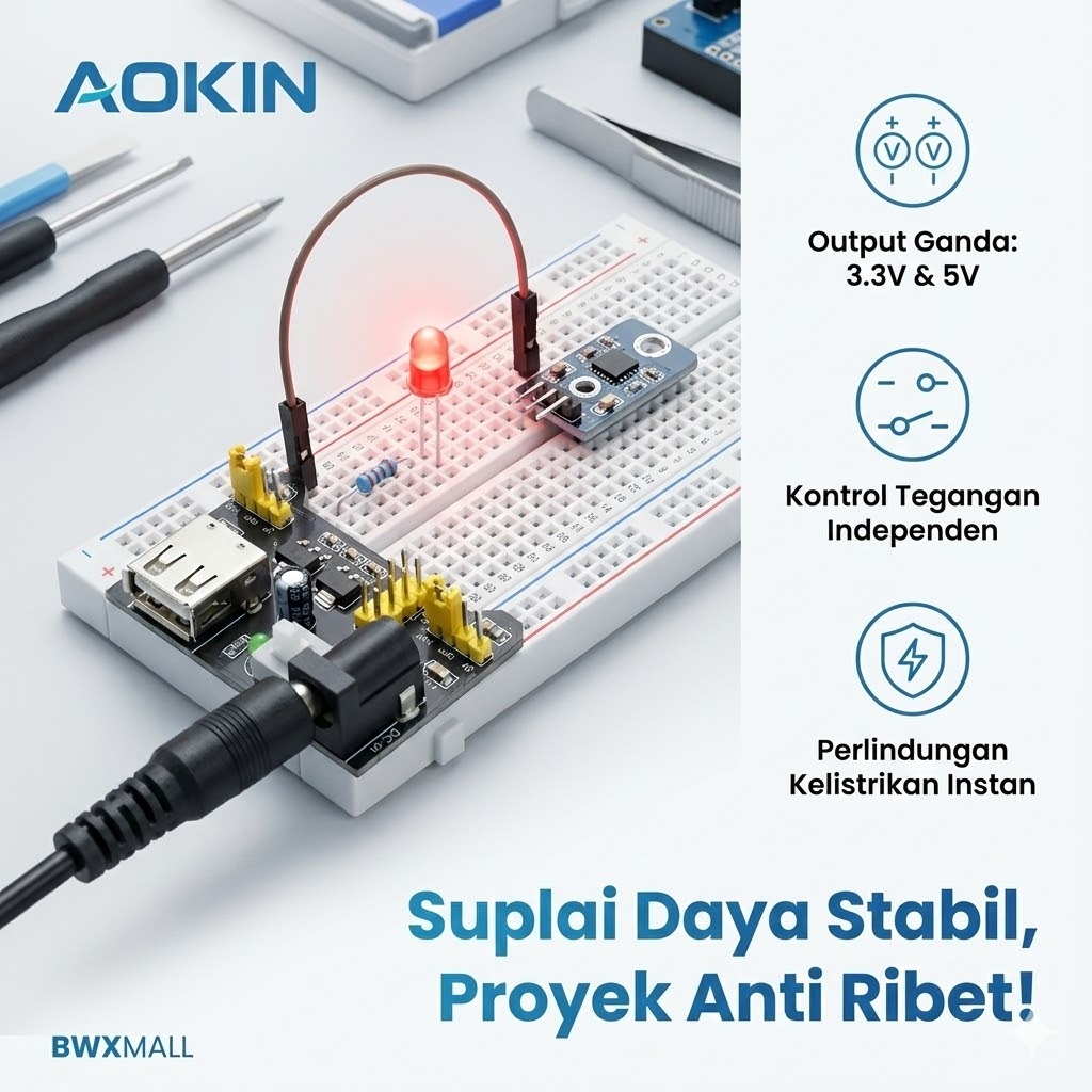 Breadboard 3.3V 5V MB102 แหล่งจ่ายไฟโมดูล Arduino Circuit Board Basic Electronics Robot IoT Dual Out