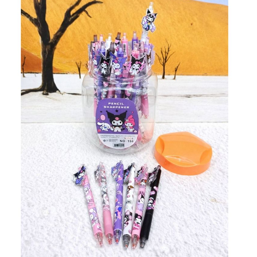 (36pen) GEL PEN PRINT CLICK PEN BALLPEN ใน SANRIO KUROMI JAR