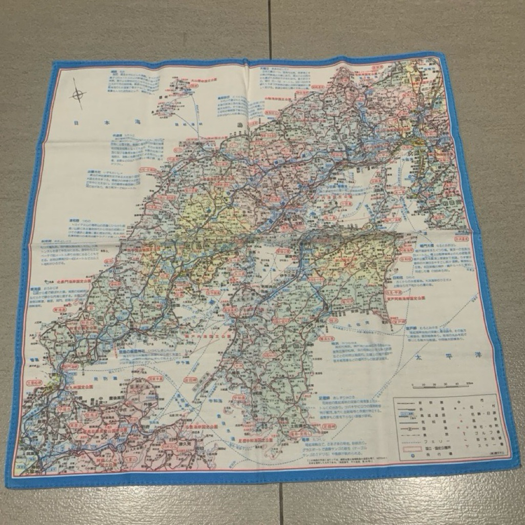 ผ้าเช็ดหน้าผู้หญิง Map Motif Made in Japan Soft Cotton Import